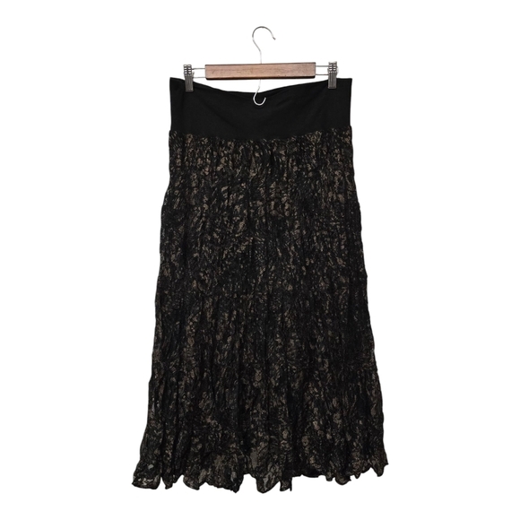 Reba Black Lace Midi Fit and Flare Skirt Sz M - Picture 4 of 8